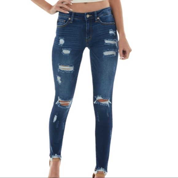 KanCan Mid Rise Distressed Skinny Jeans SZ 25 - Picture 1 of 14
